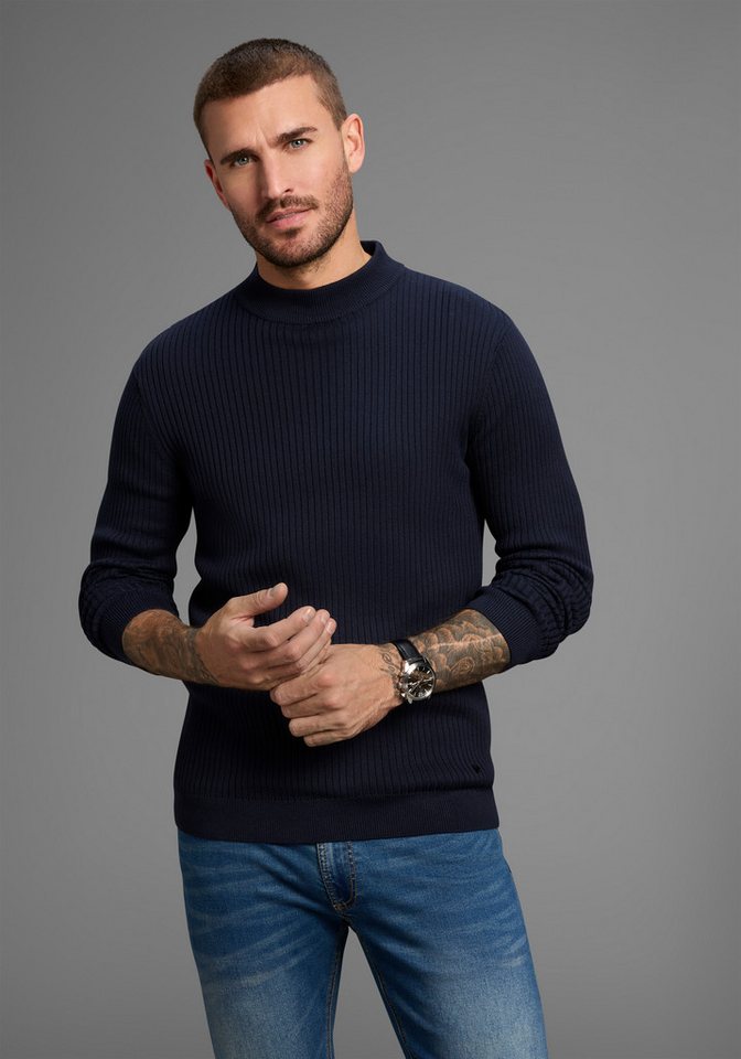 Bruno Banani Stehkragenpullover in Rippstrickoptik – Bild 2 von 5