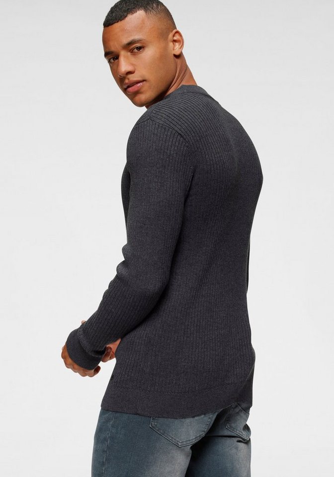 Bruno Banani Stehkragenpullover in Rippstrickoptik – Bild 2 von 5