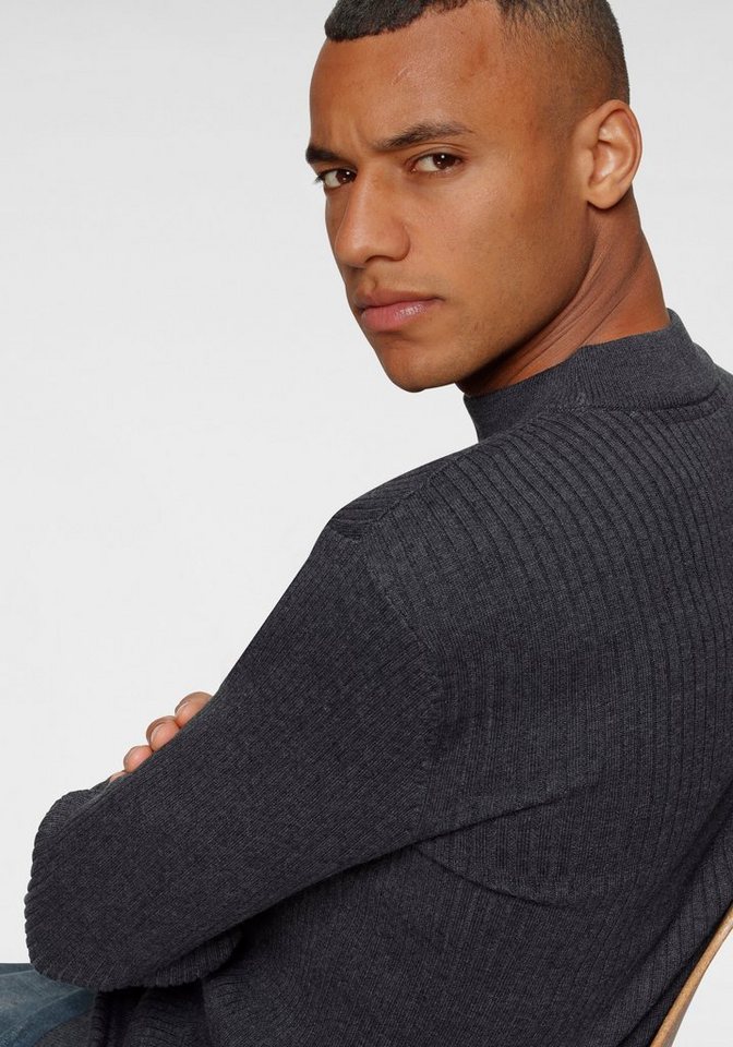 Bruno Banani Stehkragenpullover in Rippstrickoptik – Bild 4 von 5
