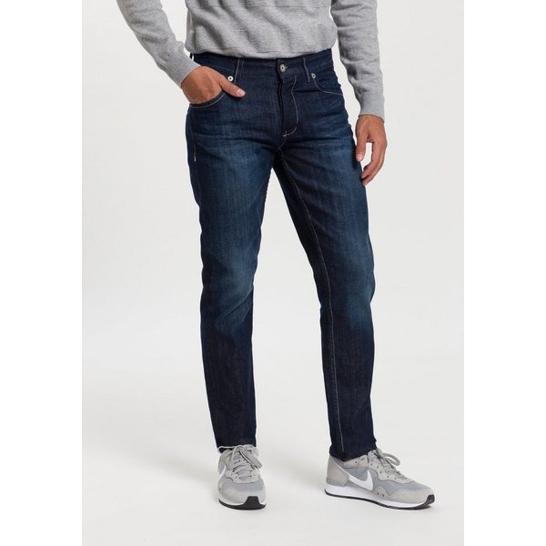 Bruno Banani Straight-Jeans Dylan gerade Beinform, Used-Waschung, niedrige Leibhöhe