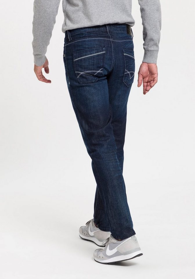 Bruno Banani Straight-Jeans Dylan gerade Beinform, Used-Waschung, niedrige Leibhöhe – Bild 2 von 5