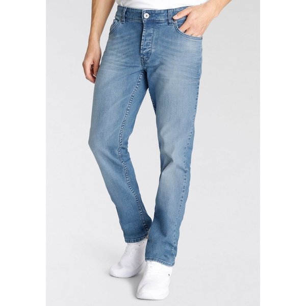 Bruno Banani Straight-Jeans Dylan gerade Beinform, Used-Waschung, niedrige Leibhöhe