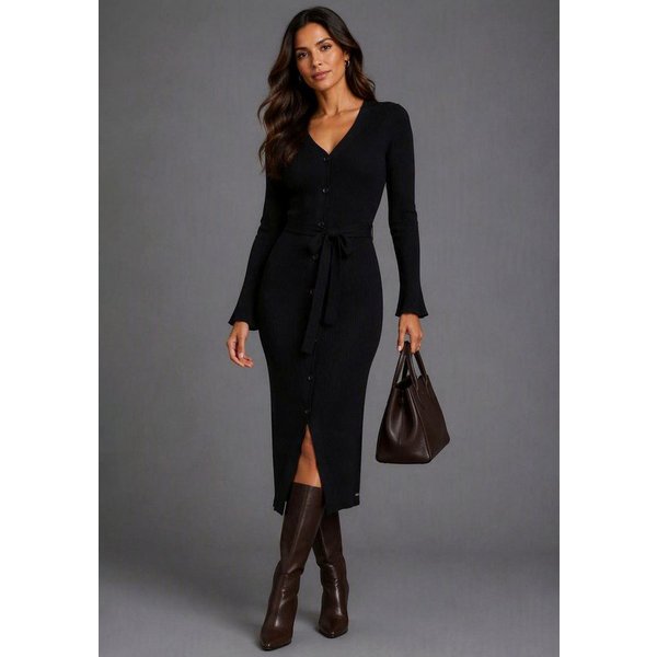 Bruno Banani Strickkleid wadenlang, elegant und feminin, aus Viskosemischung