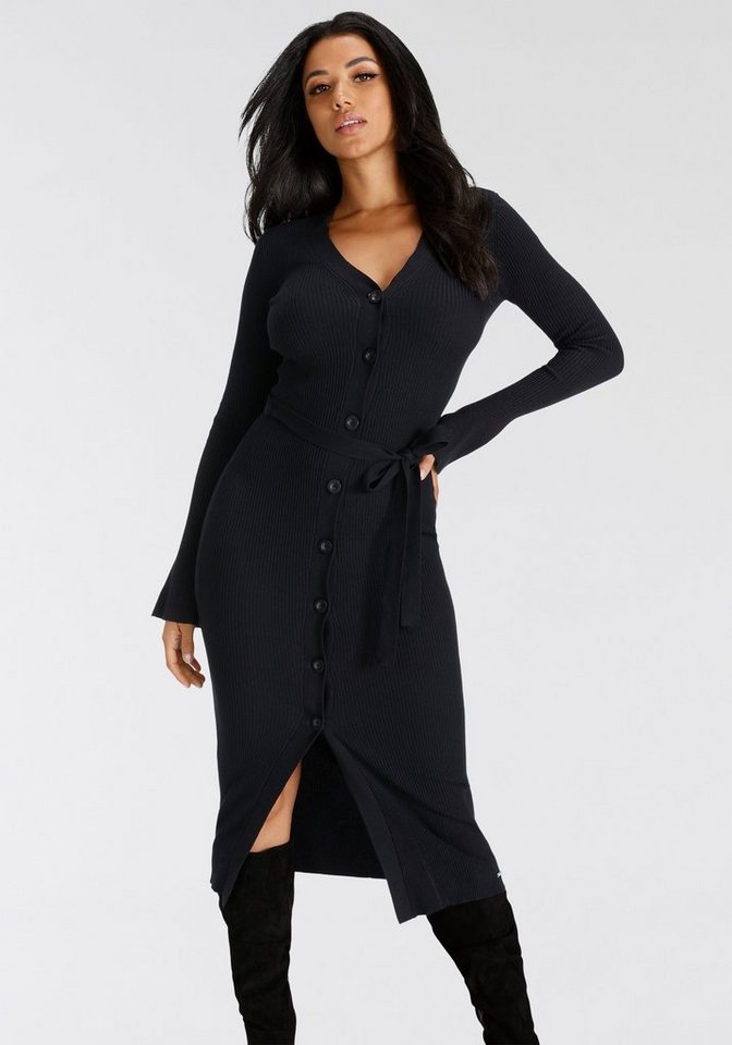 Bruno Banani Strickkleid wadenlang, elegant und feminin, aus Viskosemischung – Bild 4 von 5