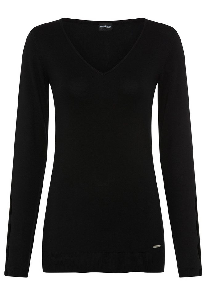 Bruno Banani Strickpullover aus Feinstrick, mit tiefem V-Ausschnitt, figurbetonte Passform – Bild 5 von 5