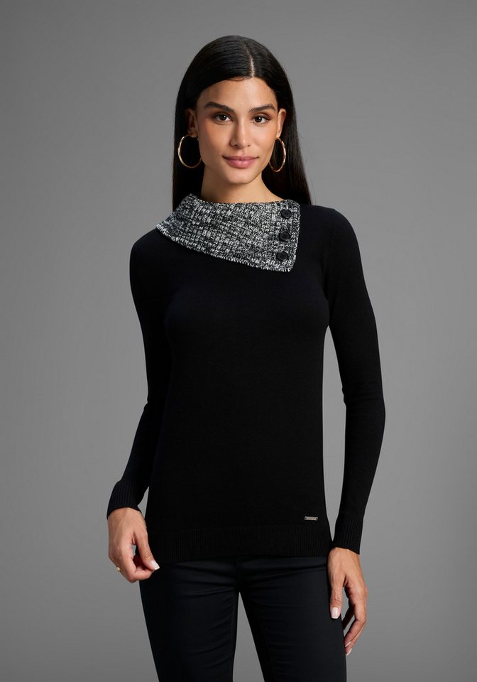 Bruno Banani Strickpullover mit offenem Rollkragen – Bild 3 von 5