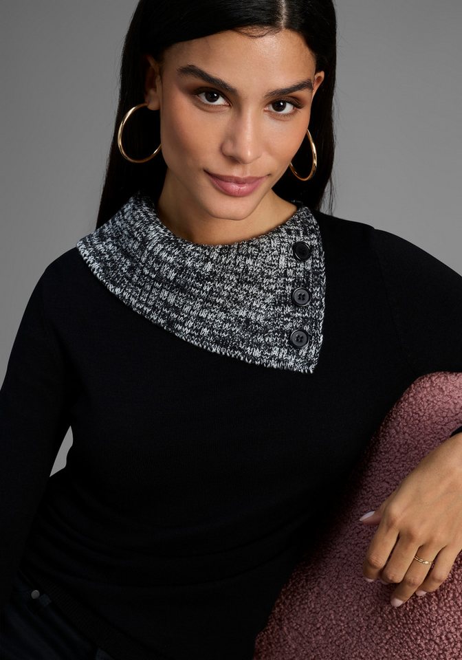 Bruno Banani Strickpullover mit offenem Rollkragen – Bild 4 von 5
