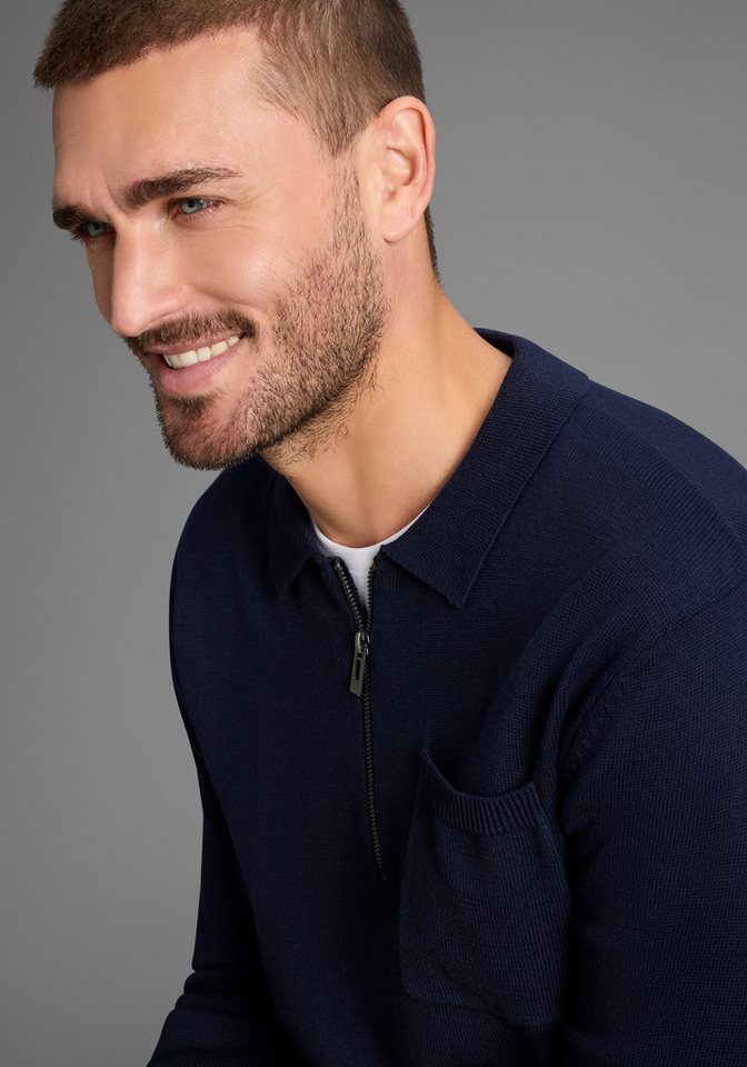 Bruno Banani Strickpullover mit Reißverschluss und Brusttasche – Bild 4 von 5