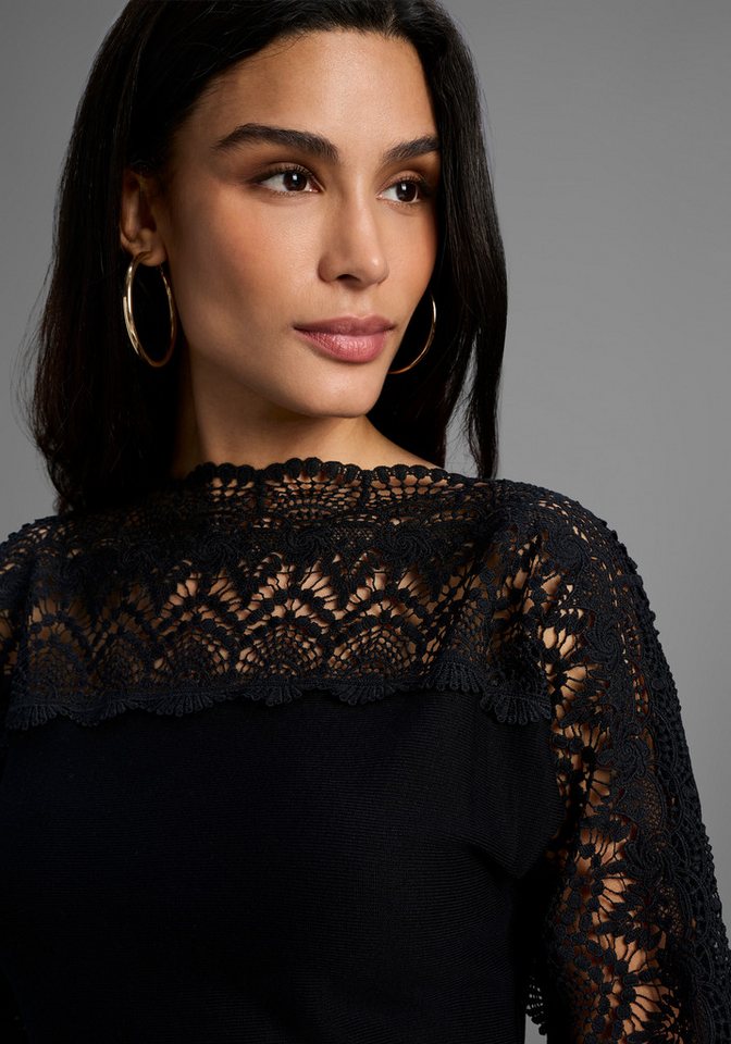 Bruno Banani Strickpullover mit Spitze auf Ärmel und Schulter – Bild 3 von 5