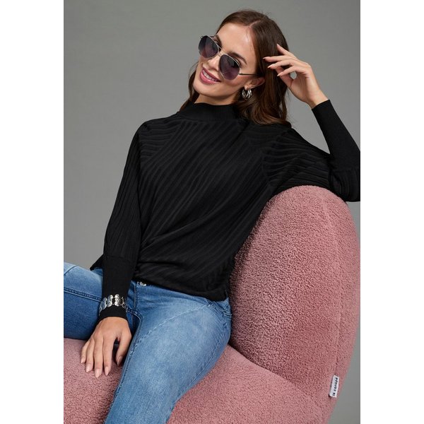 Bruno Banani Strickpullover mit Stehkragen, hüftlange Schnittform, unifarbenes Design