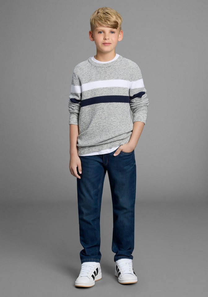 Bruno Banani Strickpullover Ringelpullover in modischer Strickstruktur für Jungen Für TEENS, Pullover in Melangeware – Bild 4 von 5