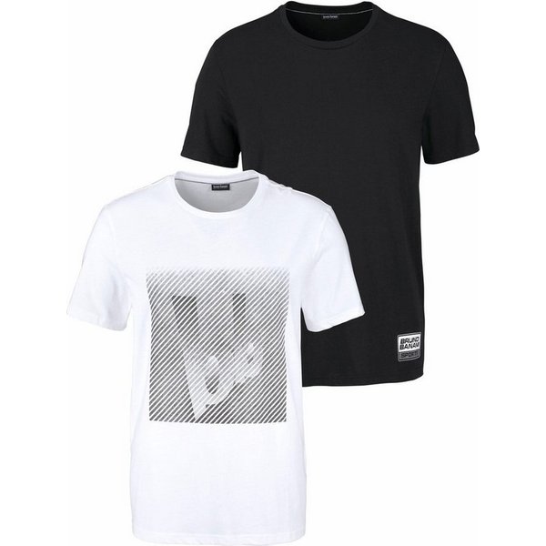 Bruno Banani T-Shirt (Spar-Set, 2er-Pack) Kurzarm, schmal geschnitten, aus Single Jersey