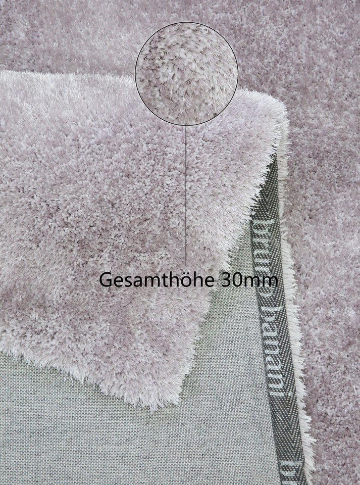 Bruno Banani Teppich Dana Teppich, besonders weich und kuschelig, Kundenliebling, rechteckig, Höhe: 30 mm, uni, Mikrofaser Teppiche, Wohnzimmer, Schlafzimmer, E – Bild 5 von 5
