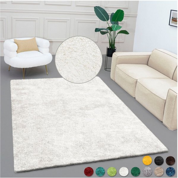 Bruno Banani Teppich Dana Teppich, besonders weich und kuschelig, Kundenliebling, rechteckig, Höhe: 30 mm, uni, Mikrofaser Teppiche, Wohnzimmer, Schlafzimmer, E