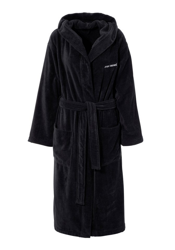 Bruno Banani Unisex-Bademantel Daniel, ideal für Sauna & Spa, Hotelbademantel, Morgenmantel, Langform, Veloursfrottier, Kapuze, Gürtel, Damen & Herren Bademante – Bild 2 von 5