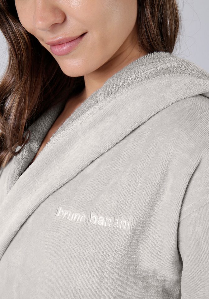 Bruno Banani Unisex-Bademantel Daniel, ideal für Sauna & Spa, Hotelbademantel, Morgenmantel, Langform, Veloursfrottier, Kapuze, Gürtel, Damen & Herren Bademante – Bild 4 von 5