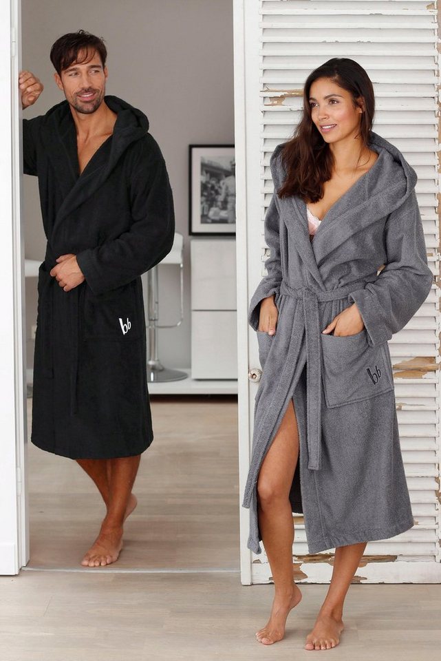Bruno Banani Unisex-Bademantel Robby, ideal für Sauna & Spa, Standard, Premium und Überlänge, Langform, Walkfrottee, Kapuze, Gürtel, Damen & Herren Bademäntel,  – Bild 4 von 5