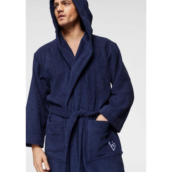 Bruno Banani Unisex-Bademantel Robby, ideal für Sauna & Spa, Standard, Premium und Überlänge, Langform, Walkfrottee, Kapuze, Gürtel, Damen & Herren Bademäntel, 