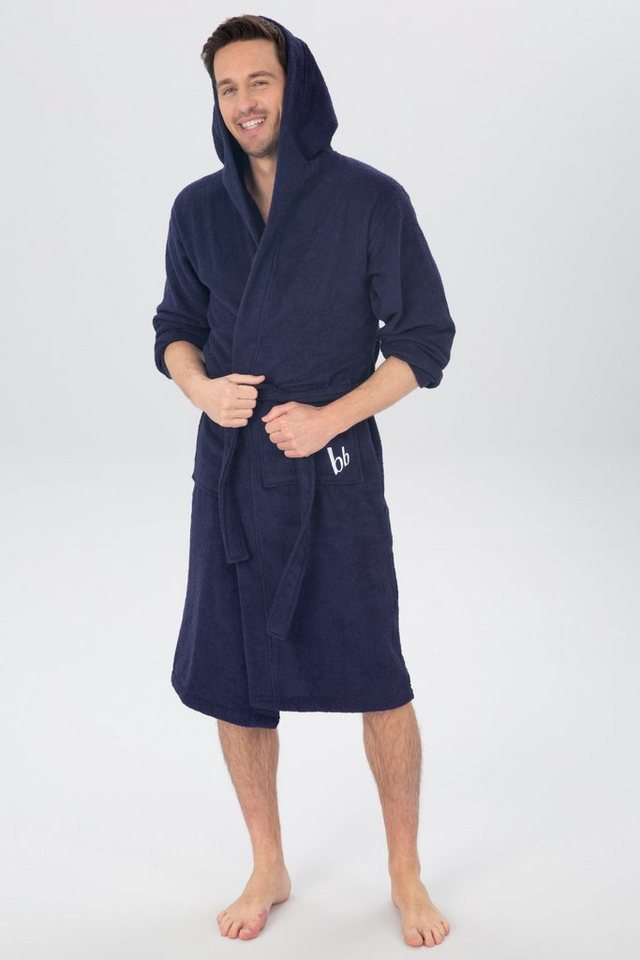 Bruno Banani Unisex-Bademantel Robby, ideal für Sauna & Spa, Standard, Premium und Überlänge, Langform, Walkfrottee, Kapuze, Gürtel, Damen & Herren Bademäntel,  – Bild 4 von 5