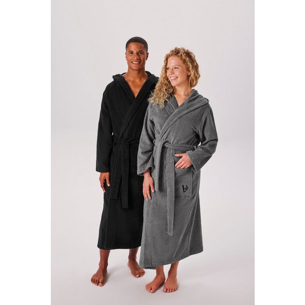 Bruno Banani Unisex-Bademantel Robby, ideal für Sauna & Spa, Standard, Premium und Überlänge, Langform, Walkfrottee, Kapuze, Gürtel, Damen & Herren Bademäntel, 