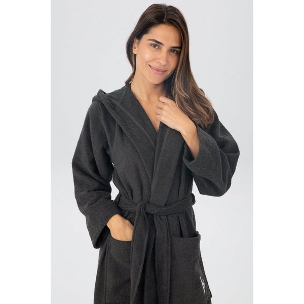 Bruno Banani Unisex-Bademantel Robby, ideal für Sauna & Spa, Standard, Premium und Überlänge, Langform, Walkfrottee, Kapuze, Gürtel, Damen & Herren Bademäntel, 