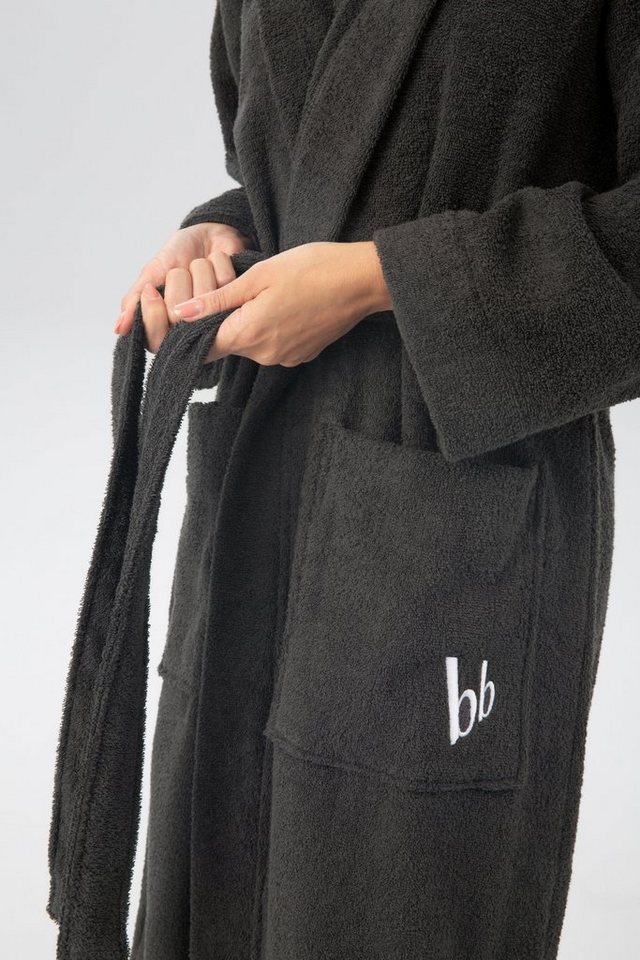 Bruno Banani Unisex-Bademantel Robby, ideal für Sauna & Spa, Standard, Premium und Überlänge, Langform, Walkfrottee, Kapuze, Gürtel, Damen & Herren Bademäntel,  – Bild 4 von 5