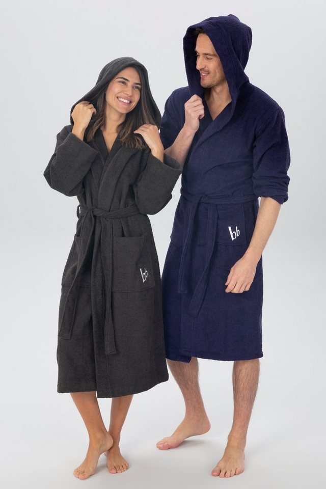 Bruno Banani Unisex-Bademantel Robby, ideal für Sauna & Spa, Standard, Premium und Überlänge, Langform, Walkfrottee, Kapuze, Gürtel, Damen & Herren Bademäntel,  – Bild 5 von 5