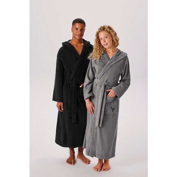Bruno Banani Unisex-Bademantel Robby, ideal für Sauna & Spa, Standard, Premium und Überlänge, Langform, Walkfrottee, Kapuze, Gürtel, Damen & Herren Bademäntel, 