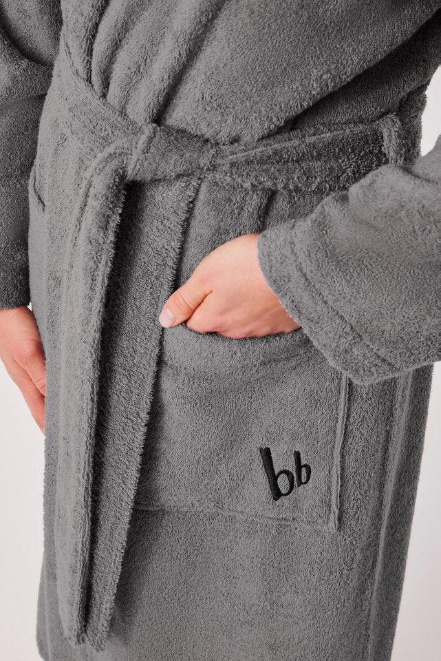 Bruno Banani Unisex-Bademantel Robby, ideal für Sauna & Spa, Standard, Premium und Überlänge, Langform, Walkfrottee, Kapuze, Gürtel, Damen & Herren Bademäntel,  – Bild 5 von 5