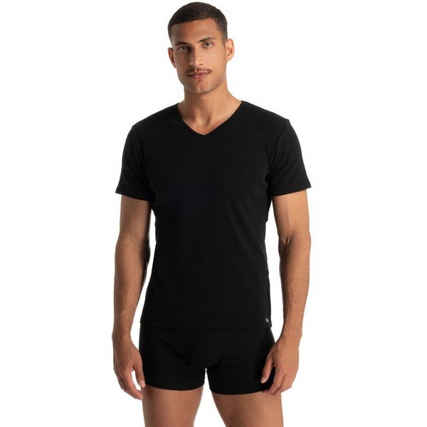 Bruno Banani V-Shirt FINE RIB Feinripp, Kurzarm, V-Neck, Cotton-Mix