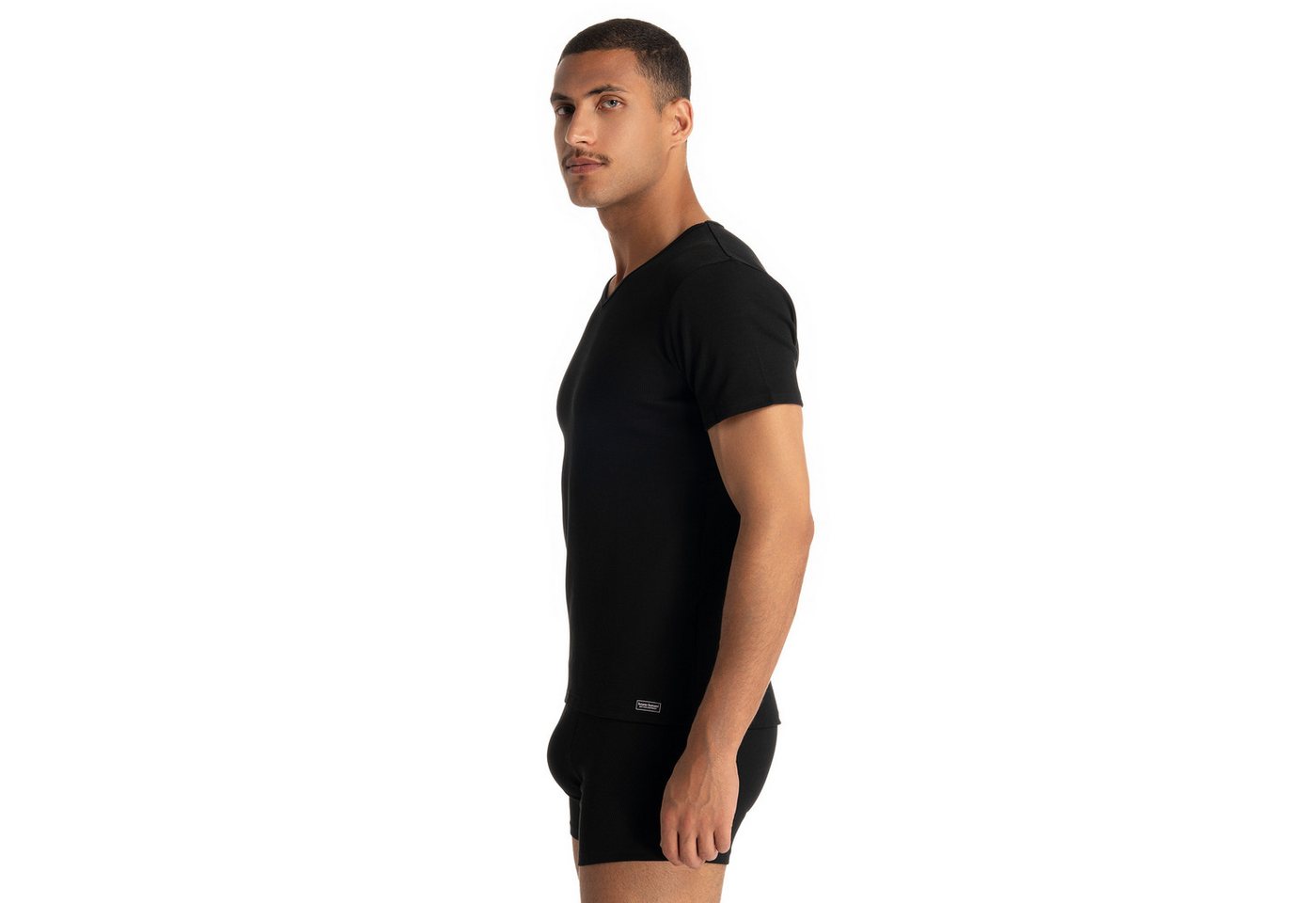 Bruno Banani V-Shirt FINE RIB Feinripp, Kurzarm, V-Neck, Cotton-Mix – Bild 3 von 5