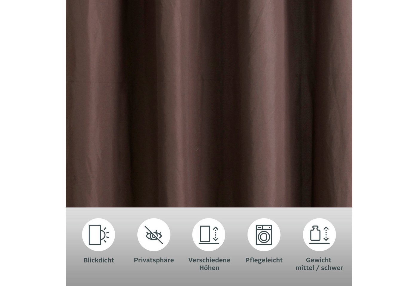 Bruno Banani Vorhang Lagan, 2er- Set, blickdicht, Polyester (2 St), Ösen, blickdicht, Polyester, 2-er Set, gewebt, Microfaser, versch. Größen, einfarbig, Bestse – Bild 3 von 5