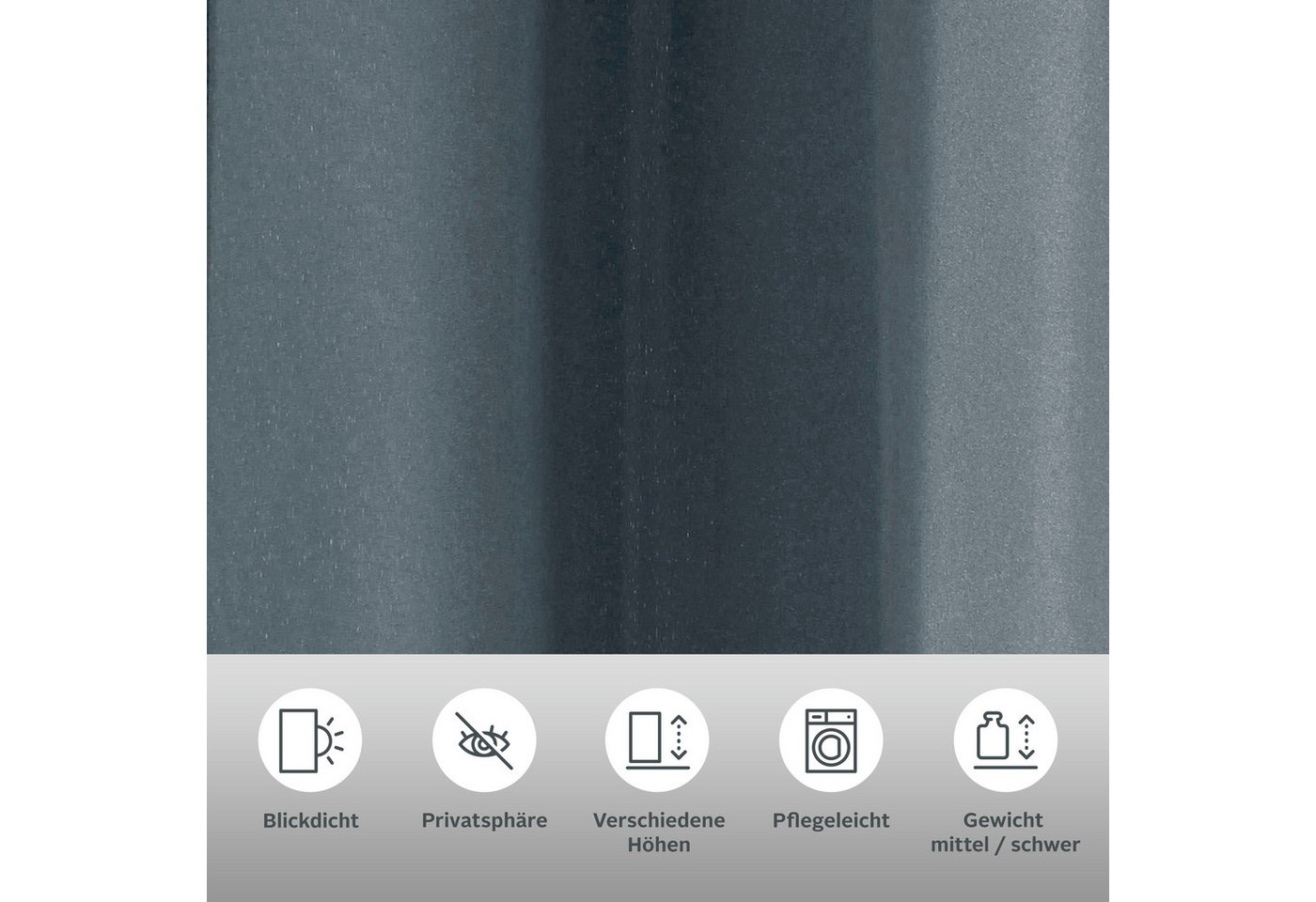 Bruno Banani Vorhang Lagan, 2er- Set, blickdicht, Polyester (2 St), Ösen, blickdicht, Polyester, 2-er Set, gewebt, Microfaser, versch. Größen, einfarbig, Bestse – Bild 3 von 5