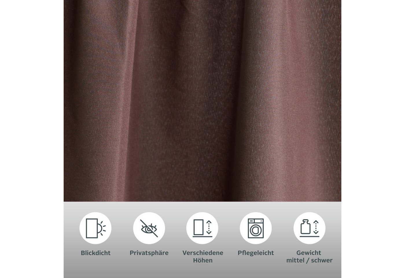 Bruno Banani Vorhang Lagan, 2er-Set, blickdicht, Kräuselband (2 St), Kräuselband, blickdicht, Polyester, 2-er Set, gewebt, Microfaser, versch. Größen, einfarbig – Bild 3 von 5