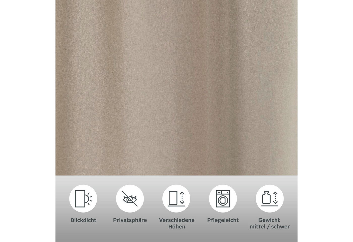 Bruno Banani Vorhang Lagan, 2er- Set, blickdicht, Polyester (2 St), Ösen, blickdicht, Polyester, 2-er Set, gewebt, Microfaser, versch. Größen, einfarbig, Bestse – Bild 3 von 5