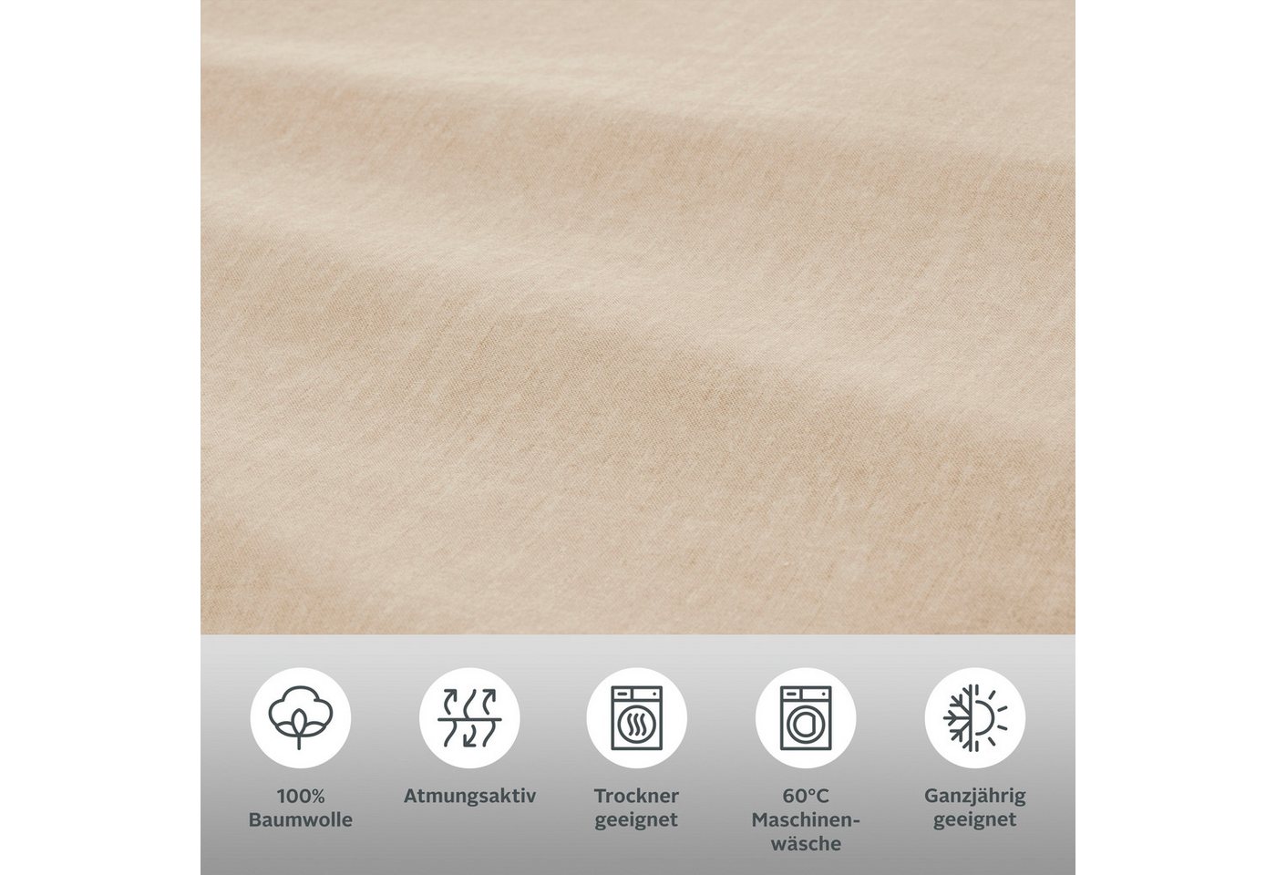 Bruno Banani Wendebettwäsche Merlin in Gr. 135x200 oder 155x220 cm, Linon, 2 teilig, Baumwollbettwäsche, Leinen-Look in Melange-Optik – Bild 3 von 5