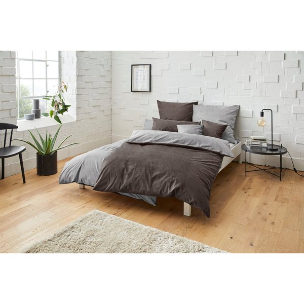Bruno Banani Wendebettwäsche Merlin in Gr. 135x200 oder 155x220 cm, Biber, 2 teilig, Baumwollbettwäsche, Leinen-Look in Melange-Optik