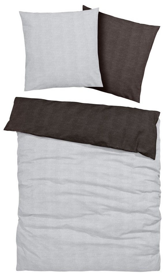 Bruno Banani Wendebettwäsche Merlin in Gr. 135x200 oder 155x220 cm, Biber, 2 teilig, Baumwollbettwäsche, Leinen-Look in Melange-Optik – Bild 2 von 5