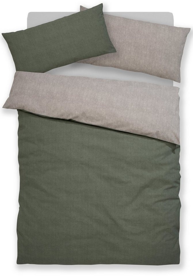 Bruno Banani Wendebettwäsche Merlin in Gr. 135x200 oder 155x220 cm, Biber, 2 teilig, Baumwollbettwäsche, Leinen-Look in Melange-Optik – Bild 2 von 5