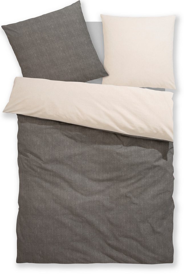 Bruno Banani Wendebettwäsche Merlin in Gr. 135x200 oder 155x220 cm, Linon, 2 teilig, Baumwollbettwäsche, Leinen-Look in Melange-Optik – Bild 2 von 4