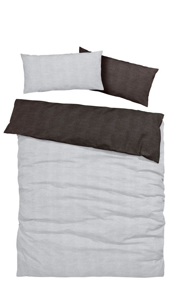 Bruno Banani Wendebettwäsche Merlin in Gr. 135x200 oder 155x220 cm, Biber, 2 teilig, Baumwollbettwäsche, Leinen-Look in Melange-Optik – Bild 2 von 5