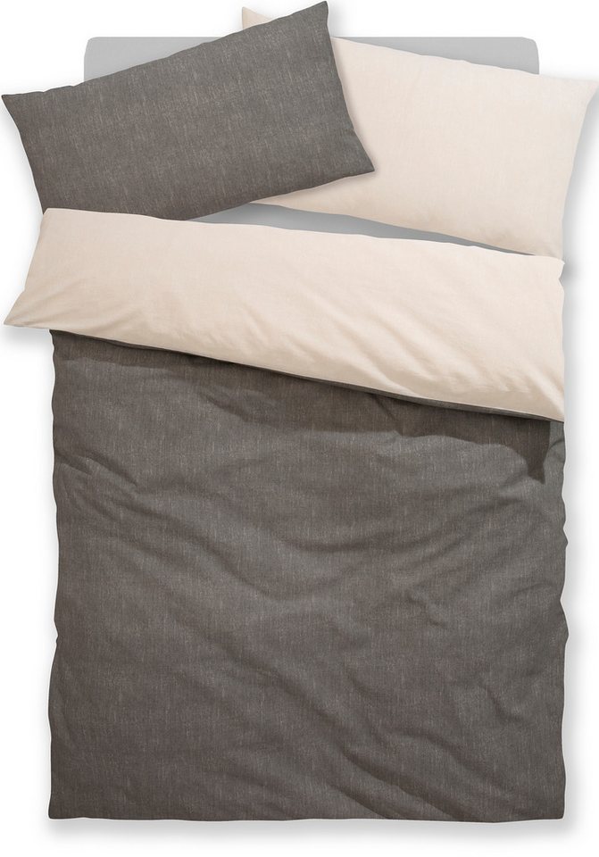 Bruno Banani Wendebettwäsche Merlin in Gr. 135x200 oder 155x220 cm, Linon, 2 teilig, Baumwollbettwäsche, Leinen-Look in Melange-Optik – Bild 2 von 4