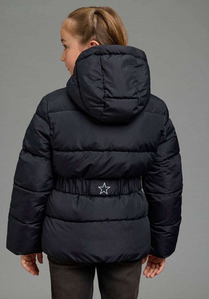 Bruno Banani Winterjacke Winterjacke mit modischen Gürtel, macht eine schöne Silhouette Warme Jacke mit modischem Schnallengürtel und Kapuze, fleecegefüttert – Bild 2 von 5