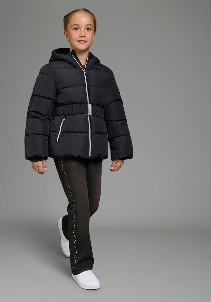 Bruno Banani Winterjacke Winterjacke mit modischen Gürtel, macht eine schöne Silhouette Warme Jacke mit modischem Schnallengürtel und Kapuze, fleecegefüttert – Bild 4 von 5