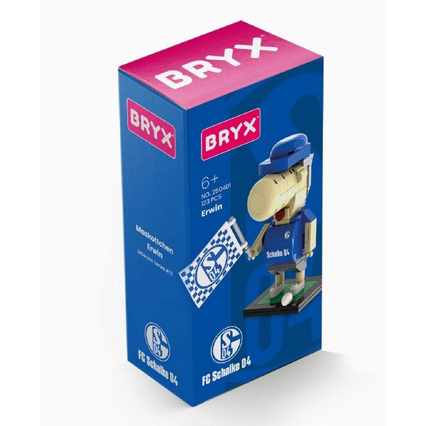 BRYX FC Schalke 04 Maskottchen Erwin Konstruktionsspielsteine, (123 St), Maskottchenfigur mit 123 Teilen
