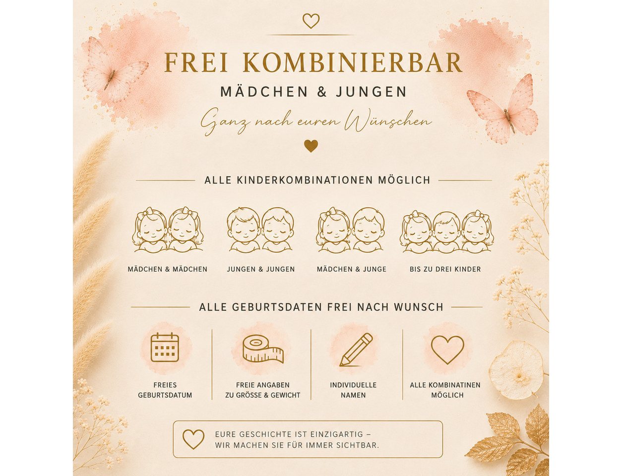 BS Schmuckdesign Kette mit Anhänger mit Gravur Personalisierte Halskette Geburtskette Herzkette Mutter-Kind (inkl. Gravur), personalisierbar inkl. Geschenkbox – Bild 4 von 5