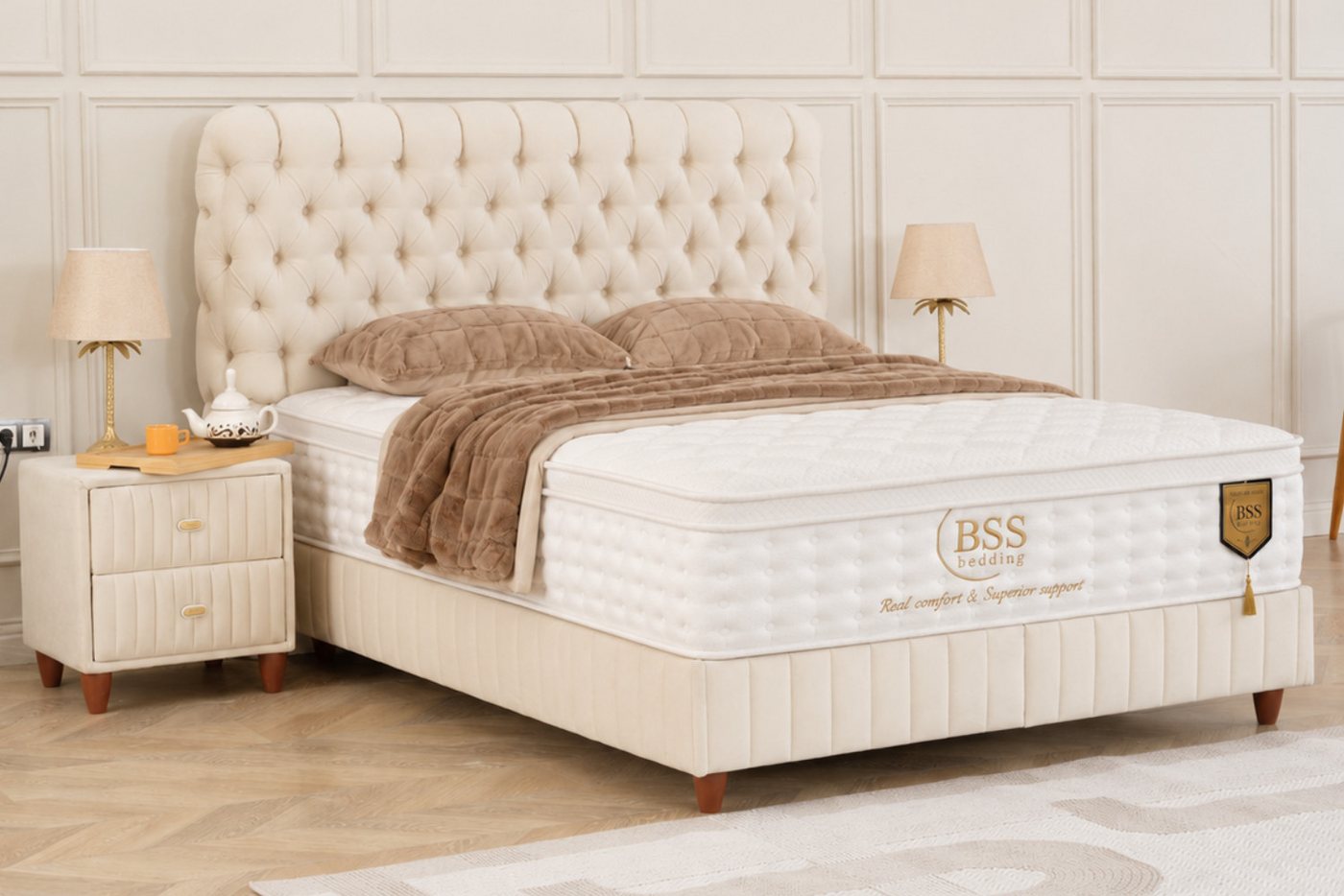 BSS BEDDING Polsterbett mit Bettkasten, Boxspringbett mit Matratze & Stauraum, Bett (mit/ohne Nachttisch), Taschenfederkernmatratze – Bild 2 von 5