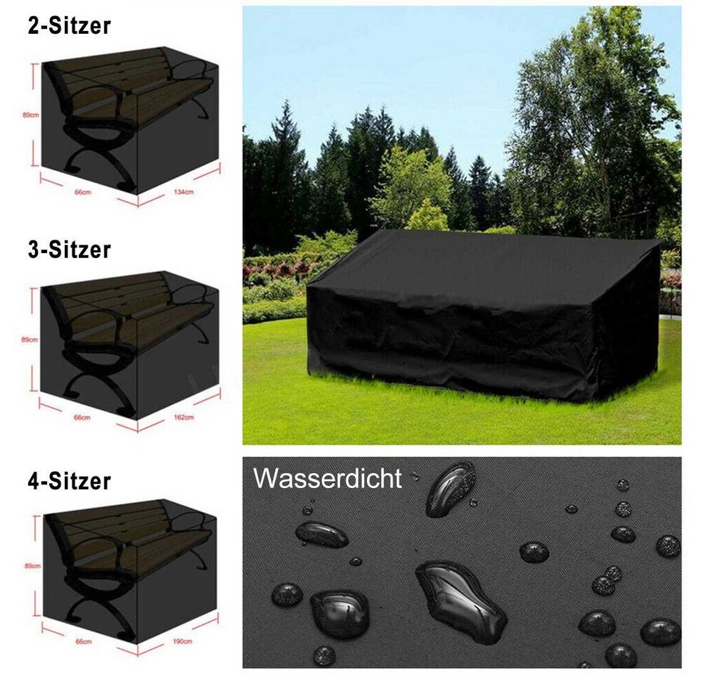 BTTO Gartenmöbel-Schutzhülle Abdeckung 2/3/4 Sitzabdeckung, Polyester-Gewebe, Wasserdichte, Sitzbankabdeckung für Innen Außenmöbel – Bild 2 von 5