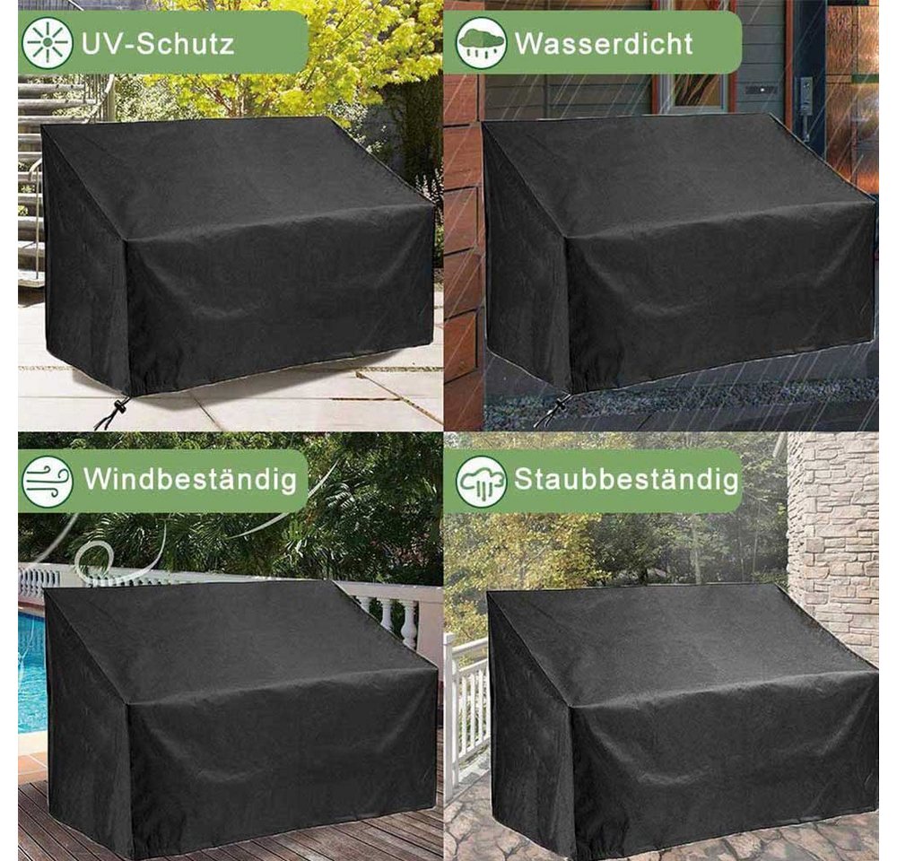 BTTO Gartenmöbel-Schutzhülle Abdeckung 2/3/4 Sitzabdeckung, Polyester-Gewebe, Wasserdichte, Sitzbankabdeckung für Innen Außenmöbel – Bild 3 von 5