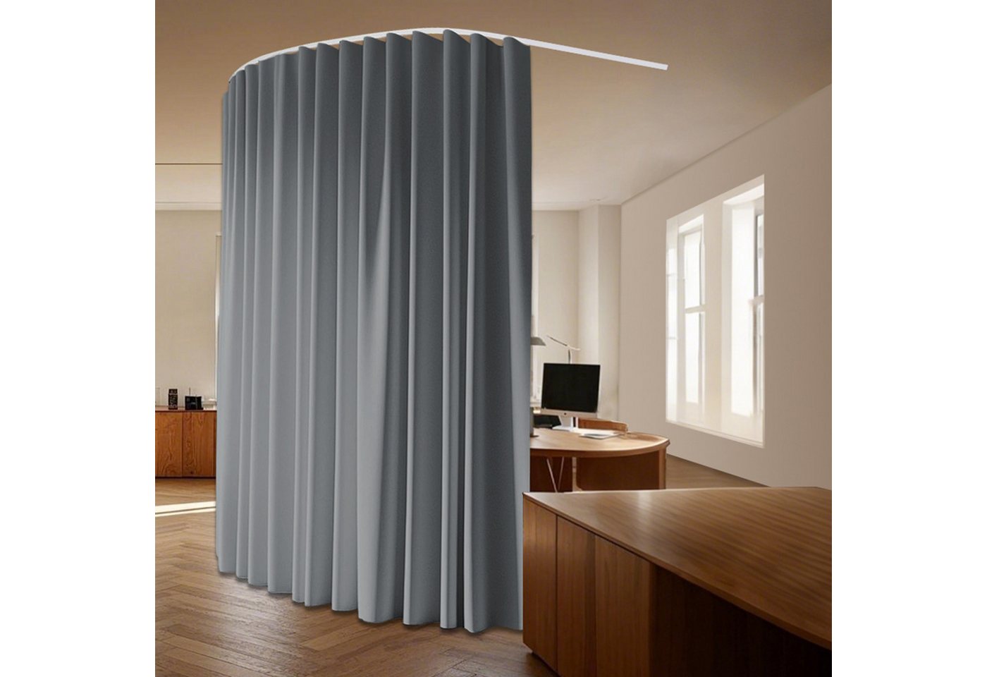 BTTO V&G Gardine Raumteiler Vorhang,Extra Breite (1 St), blickdicht, Verdunkelungsvorhang mit Schiene für Wohnzimmer (Breite: 254cm) – Bild 4 von 5